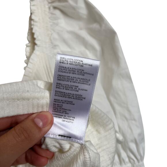 Urban Outfitters Rozi Blouse White Puff Flare Sleeve White Peasant Prairie Top - Picture 8 of 8